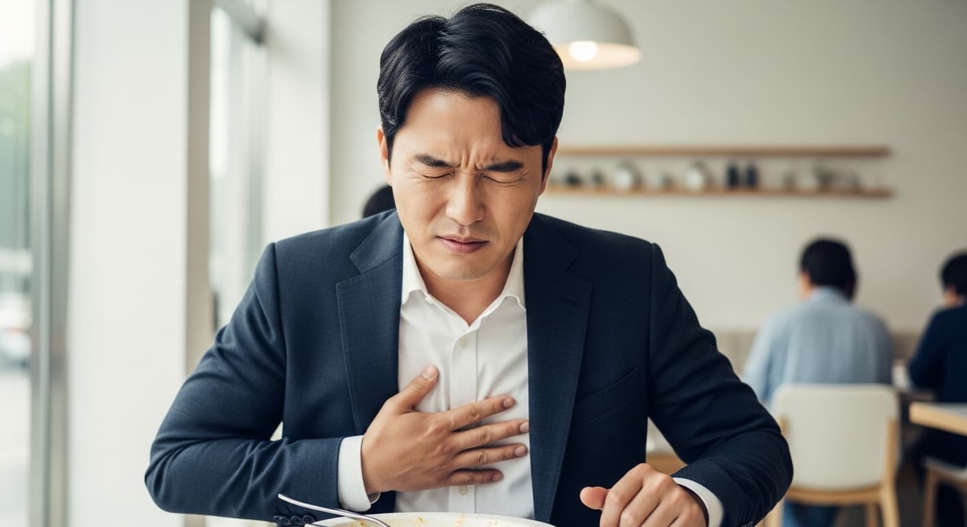 "숨 막히는 명치 통증" 밥 먹다 갑자기 체했을 때 응급처치와 예방법 - 현대의학 증명